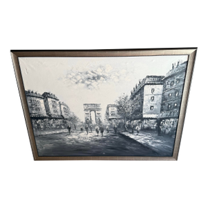 1930s Caroline Burnett Hand Painted Oil Painting on Canvas, Signed