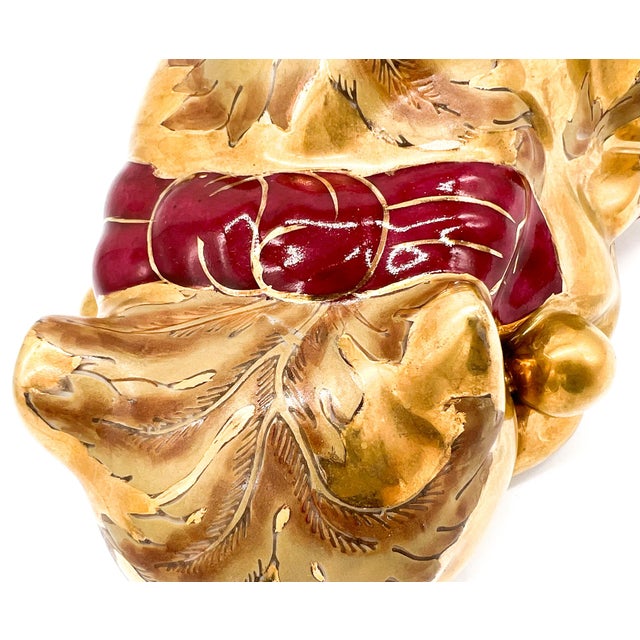 Vintage Gold Porcelain Sleeping Cat Figurine | Mid-Century Decorative Ceramic For Sale - Image 13 of 13