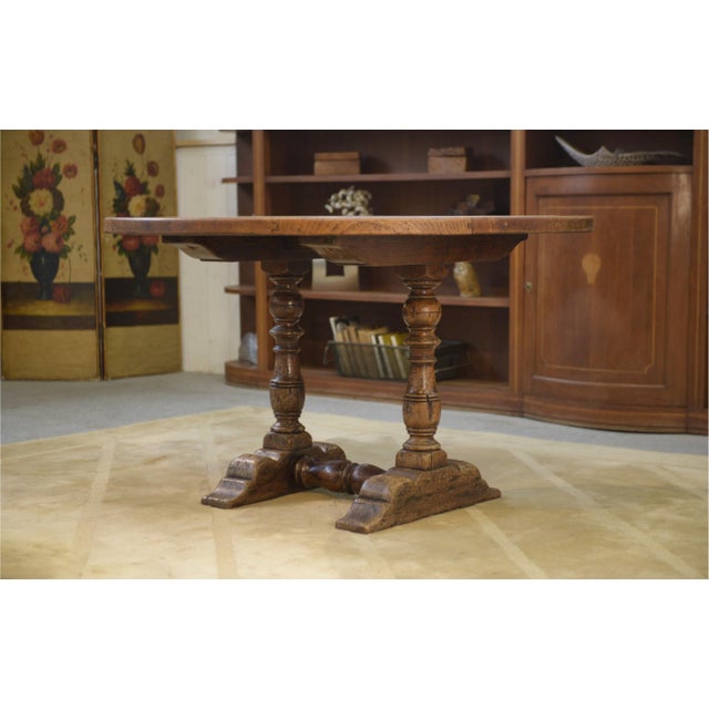 Early 20th Century Circular Oak Table, 1920s For Sale - Image 13 of 13