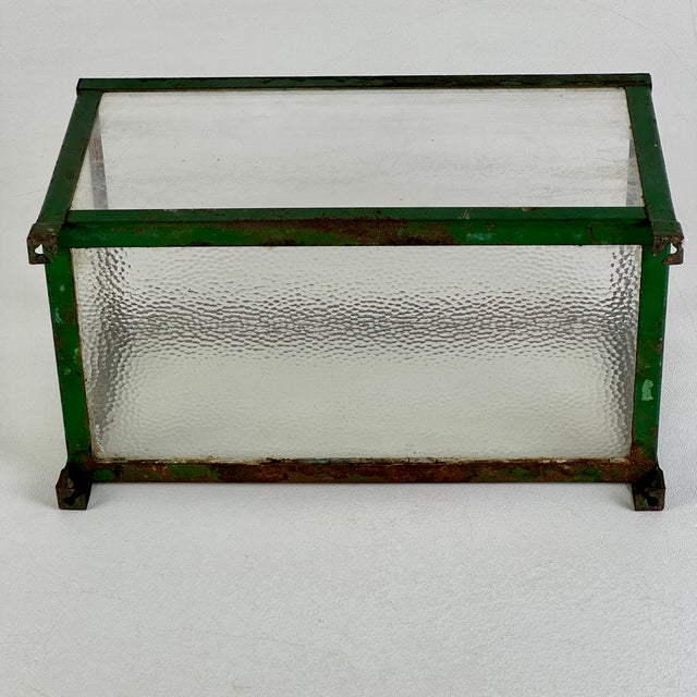 Green Small Antique Metal & Old Glass Terrarium in Green Patina, Decorative For Sale - Image 8 of 8