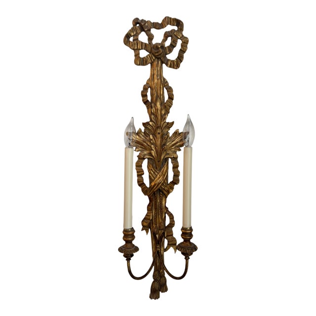Pair of Mid 20th Century French-Style Gilt Sconces For Sale