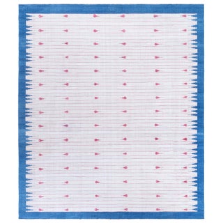 Doris Leslie Blau Mid-Century Indian Dhurrie White Flatweave Cotton Rug For Sale