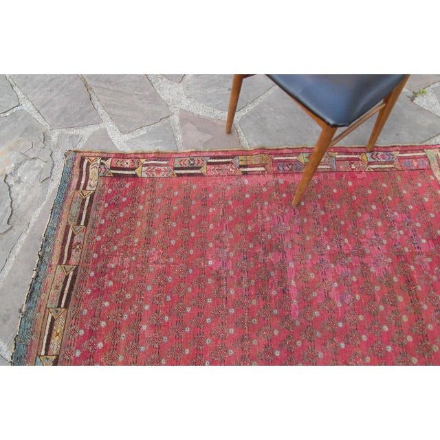 Late 19th Century Late 19th Century Allover Dark Red Olive Blue Hand Knotted Rug - 3’3” X 5’4” For Sale - Image 5 of 11