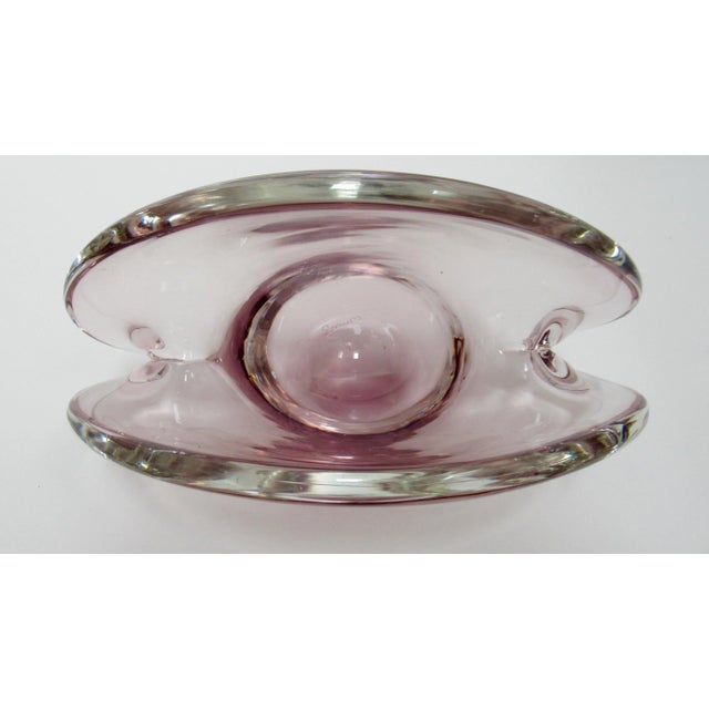 Vintage C1970's Italian Moretti Franco (Signed) Murano 2-Way Positioning, Clam Shell Burgundy Decorative Vessel For Sale - Image 10 of 13