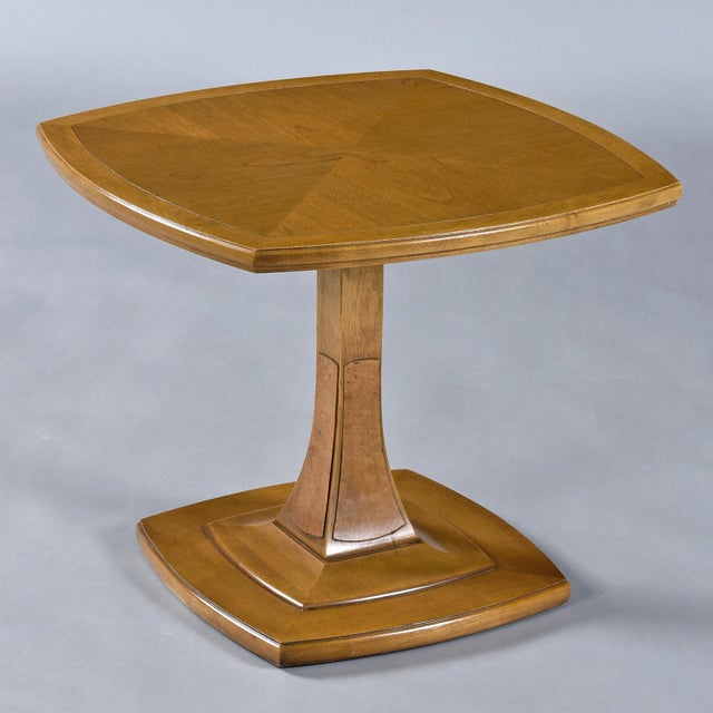 Drexel Eastrend Pecan and Burl Biedermeier Style Pedestal Cocktail Side Table For Sale - Image 6 of 15