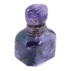 Vintage Miniature Carved Amethyst Perfume Bottle