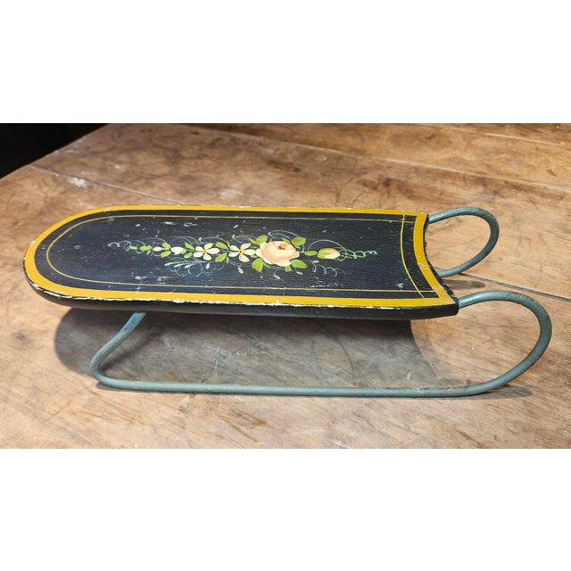 Black Antique Hand Painted Salesman Sample Wooden Sled For Sale - Image 8 of 15
