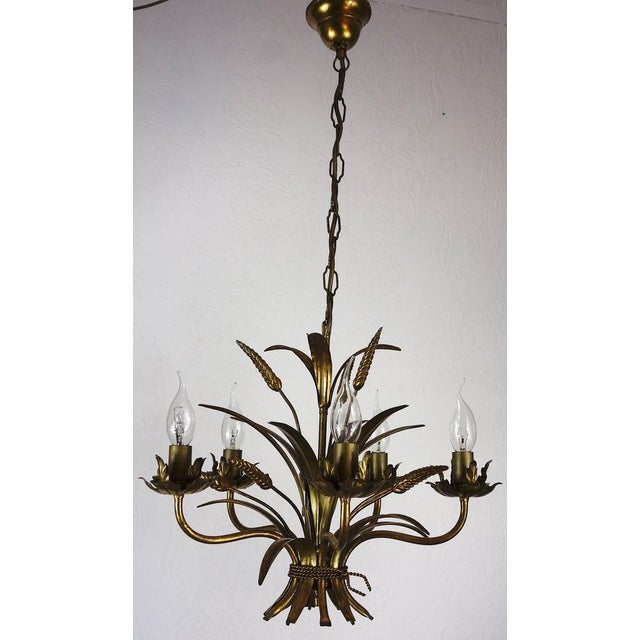 Hollywood Regency Gold Plated Metal Chandelier, 1960s For Sale - Image 13 of 13