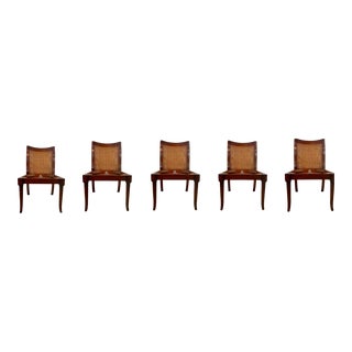 Baker / McGuire Organic Modern Customizable Caned Dining Chairs Set of 5 Sides For Sale