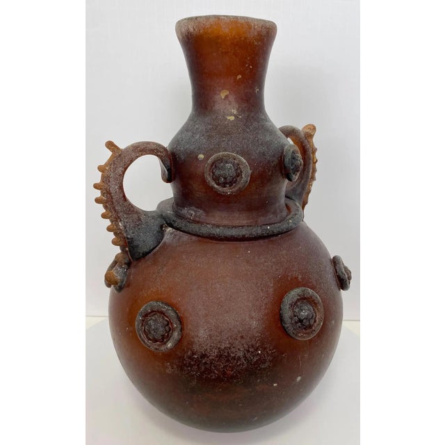 Art Deco Murano Scavo Amphora With Handles and Prunts For Sale - Image 10 of 17