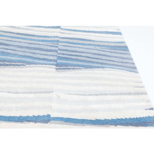 Modern Abstract Wool Runner Hand-Knotted in Tibet by Doris Leslie Blau For Sale - Image 4 of 7