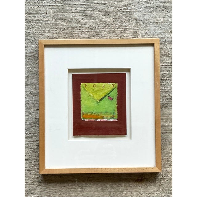 Framed Abstract Mixed Media Postal Design Art For Sale - Image 10 of 12