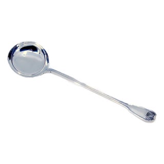 Silver Sauce Spoon with Reliefs and Grooves on the Handle For Sale