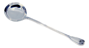 Silver Sauce Spoon with Reliefs and Grooves on the Handle