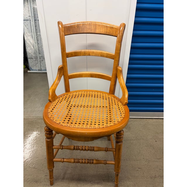 Victorian Antique Victorian Eastlake Style Ladderback Cane Occasional Chairs - Pair For Sale - Image 3 of 12