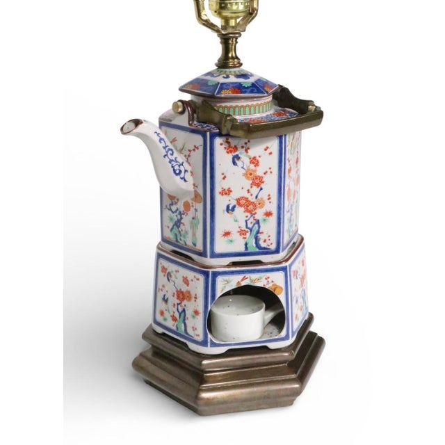 Japanese Porcelain Teapot and Warmer From the Toscany Collection Mounted as a Lamp For Sale In New York - Image 6 of 17