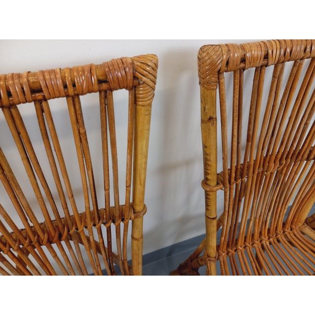 Wood Vintage Rattan Chairs by Adrien Audoux & Frida Minet, 1960s, Set of 4 For Sale - Image 7 of 18
