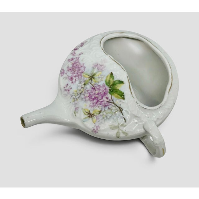 Antique Victorian Porcelain Invalid Feeder With Floral Design and Gold Gilt Accents For Sale In Washington DC - Image 6 of 12