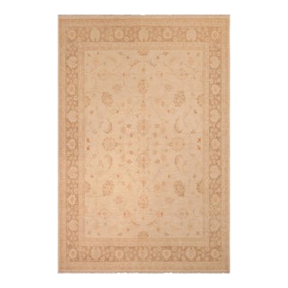 Boho Chic Ziegler Beige Brown Hand-Knotted Wool Rug - 8'1'' X 9'10'' For Sale