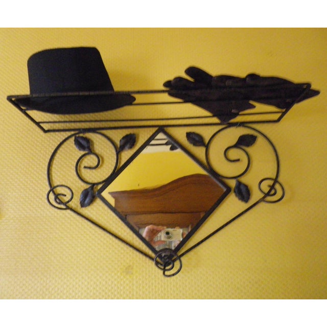 1960s Wall-Mounted Coat Rack with Three Hooks and Central Mirror, 1960s For Sale - Image 5 of 11