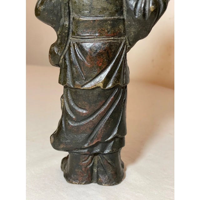 Rare Antique 18th Century Chinese Cast Bronze Figural Boy Fish Statue Sculpture For Sale - Image 12 of 18