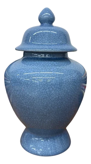 Bold Blue Crackle Ceramic Jar with Removal Lid
