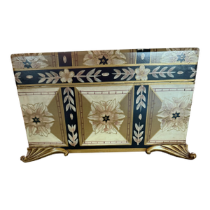 Hand Painted Decorative Wooden Box on Brass Feet
