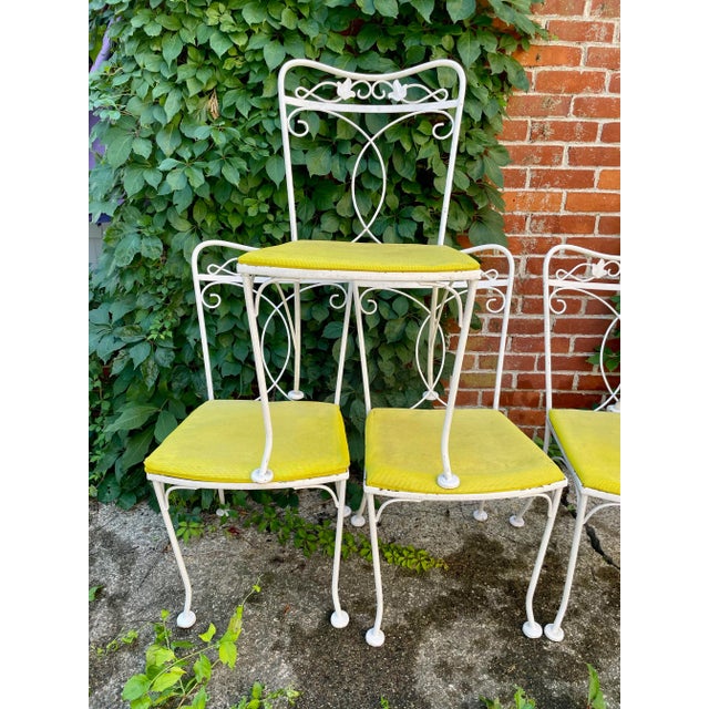 Vintage Wrought Iron Outdoor Patio Chairs Set of 6 For Sale - Image 9 of 11