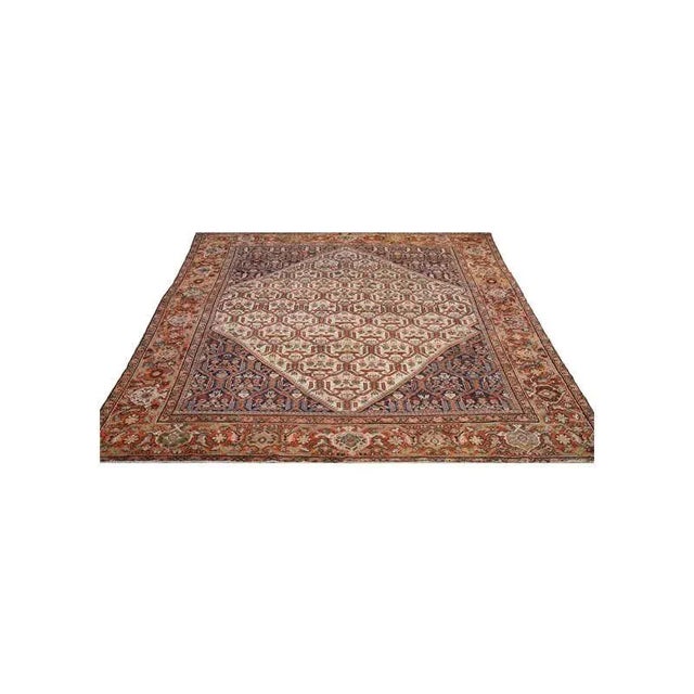 Traditional 1920s Antique Persian Mahal Area Rug 8'10"×11'5" For Sale - Image 3 of 6