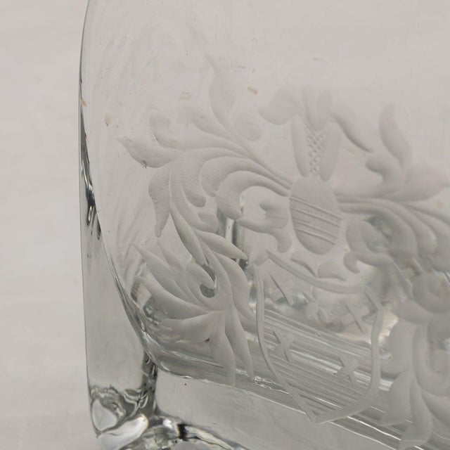 Silver 21st Century English Silver Mounted Glass Decanters with Heraldic Engraving, 2007, Set of 2 For Sale - Image 8 of 14