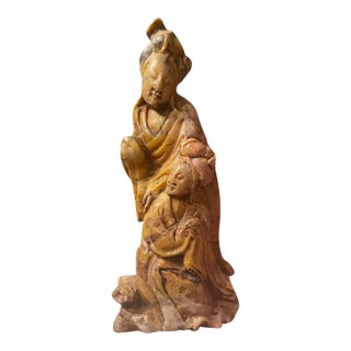 Antique Chinese Carved Soapstone Quang Dynasty Figure For Sale