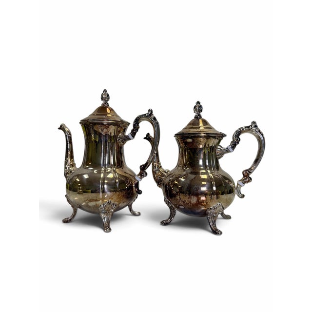 Elevate your next gathering or holiday table with this magnificent vintage 4-piece tea and coffee service by renowned...