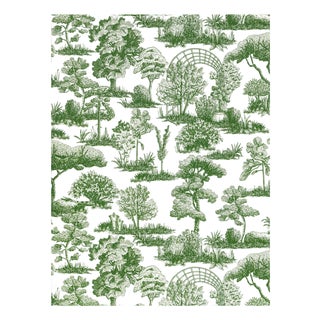 Sample - The House of Scalamandré Garden Toile Wallpaper, Forest For Sale