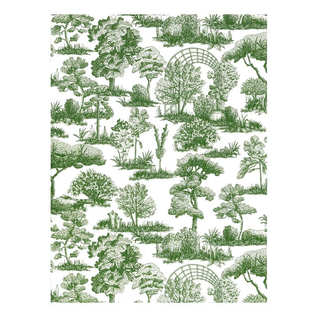 Sample - The House of Scalamandré Garden Toile Wallpaper, Forest For Sale