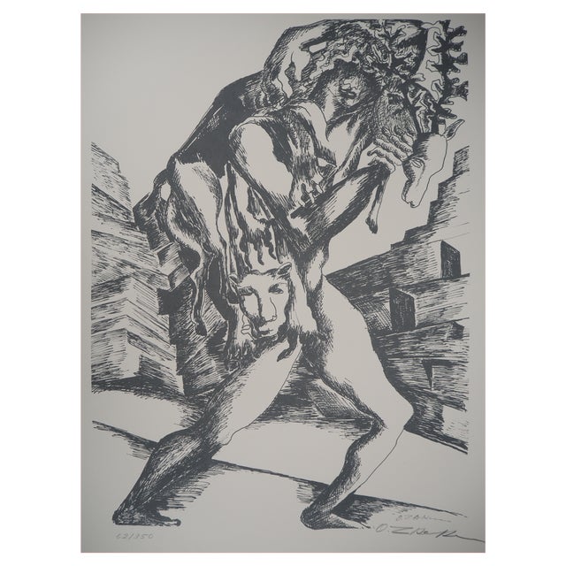 Ossip Zadkine, Mythology: Hercules and the Deer of Cérynie, Original Lithograph For Sale