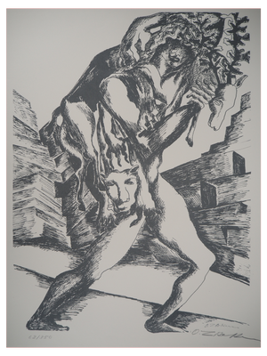 Ossip Zadkine, Mythology: Hercules and the Deer of Cérynie, Original Lithograph