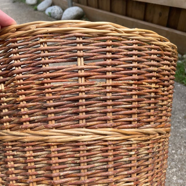 Vintage TwoToned Wicker Wastebasket Chairish