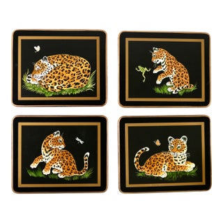 1980s Lynn Chase Jaguar Jungle Coasters- Set of 4 For Sale