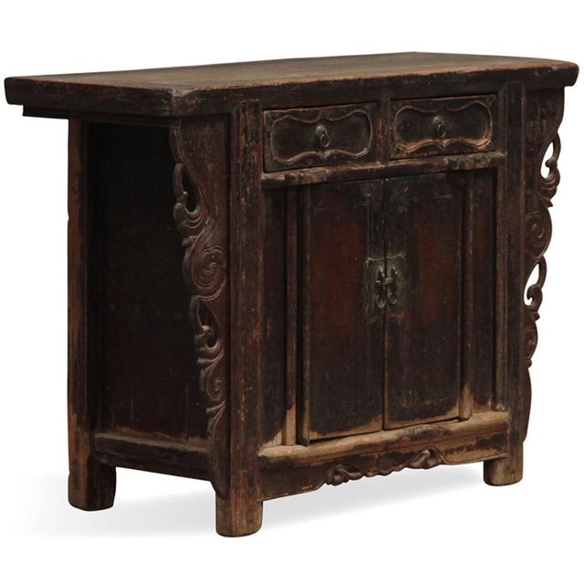Black Antique Chinese Carved Shanxi Cabinet For Sale - Image 8 of 8