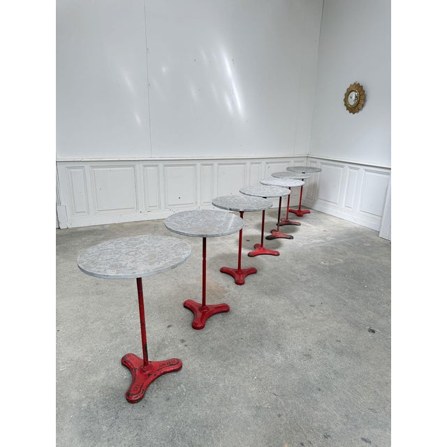 Red Vintage Bistro Tables, 1930s, Set of 8 For Sale - Image 8 of 8