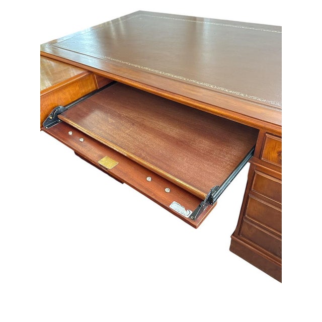 Brown Large L-Shaped Executive Desk in Wood For Sale - Image 8 of 9