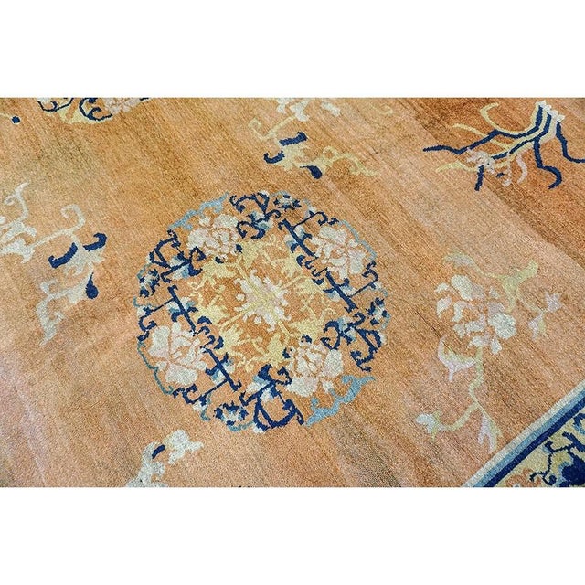 1920s Antique Wool Coral Large Allover Floral Hand Knotted Large Oversize Rug For Sale In New York - Image 6 of 9