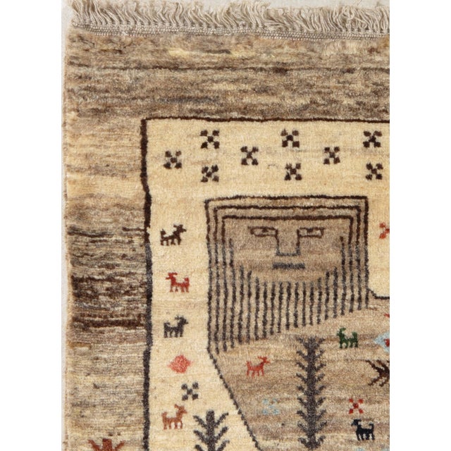 Tribal Vintage Hand-Knotted Persian Gabbeh Rug 3'5" X 4'10" For Sale - Image 3 of 5