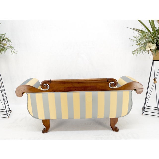 Mint Condition Empire Sofa Sette Loveseat Couch Fine Carved Details Lions Feet For Sale - Image 4 of 16