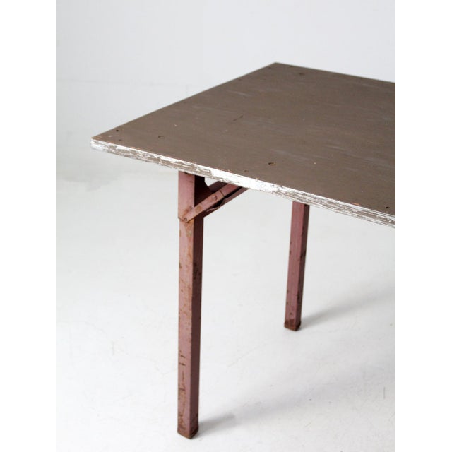 Mid-Century Industrial Work Table For Sale - Image 6 of 15
