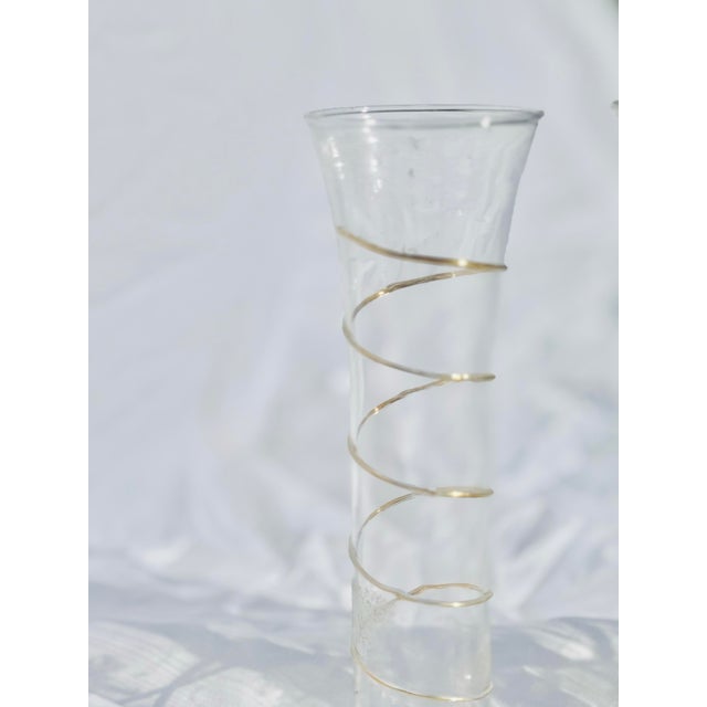 2020s Set of 4 Abigail’s “Razzle Dazzle” Gold-Accented Champagne Flutes — Crisscross & Spiral For Sale - Image 5 of 8