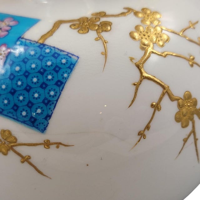 Ceramic Minton Porcelain Bottle Vase with Raised Gilded Prunus by Christopher Dresser, 1890 For Sale - Image 7 of 10