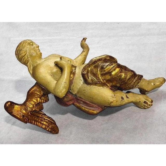 Wood Baroque Altar Angel in Limewood, 1800s For Sale - Image 7 of 10