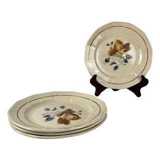 Vintage Dinner Plates with Floral Motif from Sarreguemines, 1920s, Set of 4 For Sale