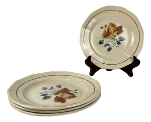 Vintage Dinner Plates with Floral Motif from Sarreguemines, 1920s, Set of 4